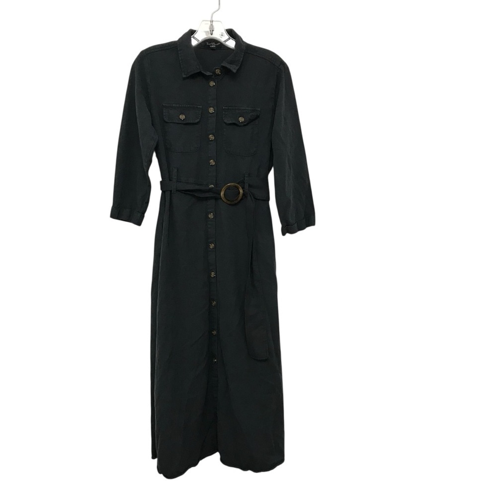 Velvet Heart Black Maxi Shirt Dress With Belt Womens Size Small Utility